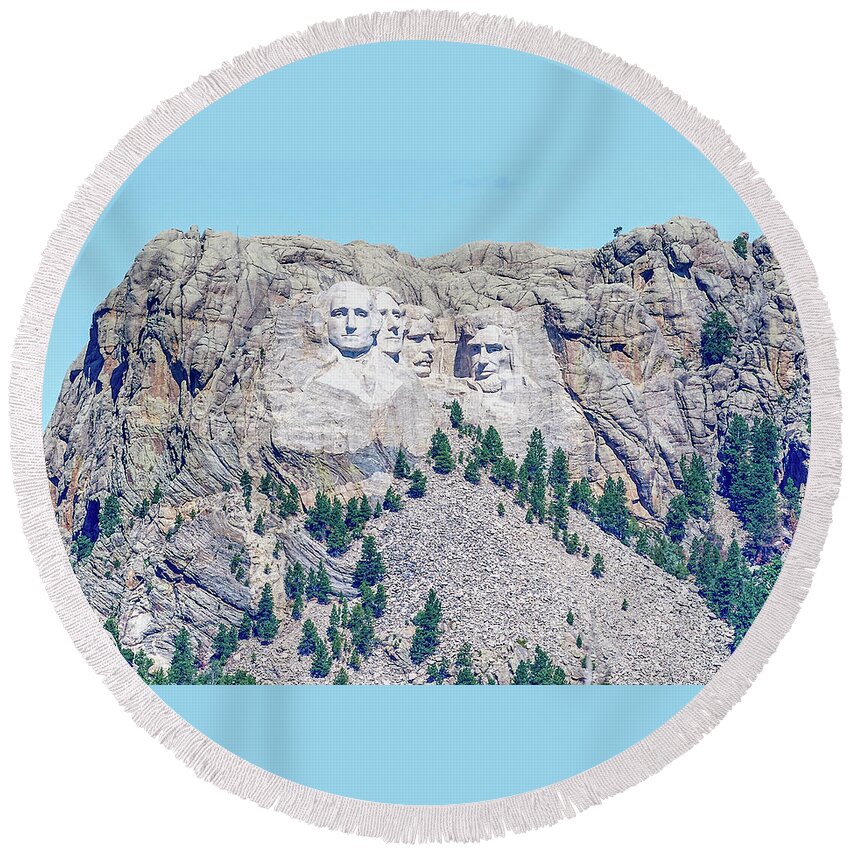 Sculpture Round Beach Towel featuring the photograph Mt Rushmore by Paul Freidlund