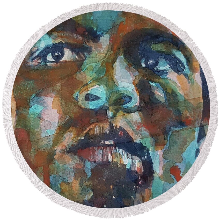 Muhammed Ali Round Beach Towel featuring the painting Muhammad Ali by Paul Lovering
