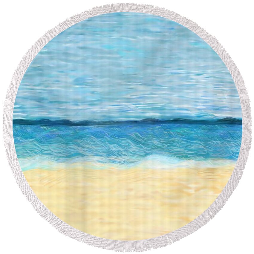 Beach Round Beach Towel featuring the digital art My Happy Place by Christina Wedberg