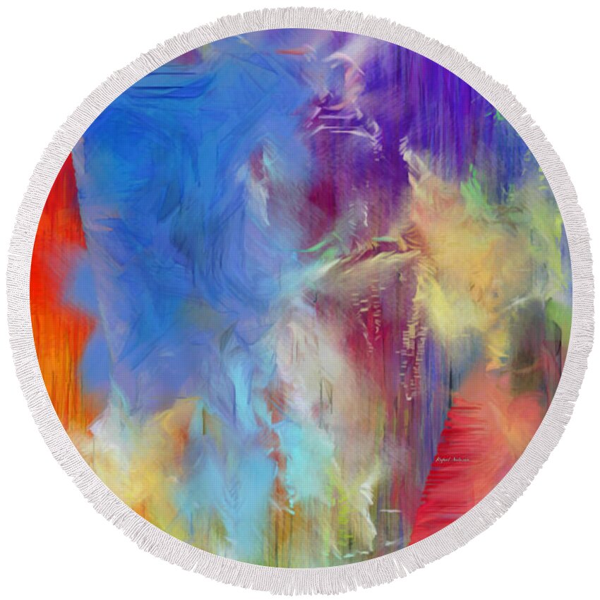 Abstract Round Beach Towel featuring the painting My Instant Abstraction by Rafael Salazar