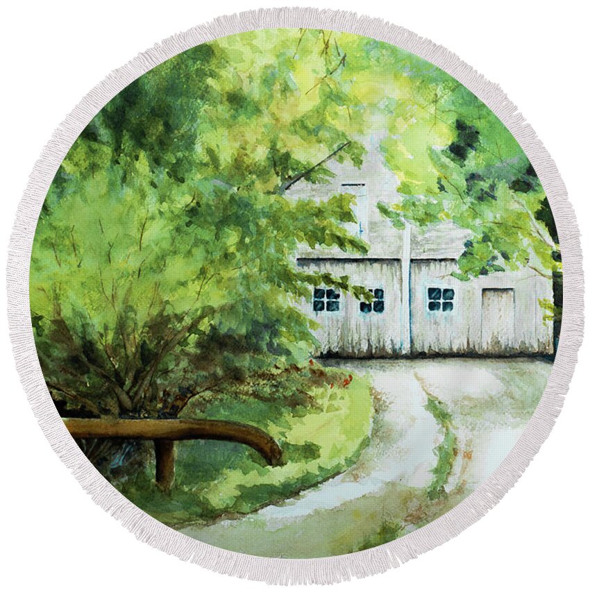 Lee Round Beach Towel featuring the painting My Secret Hiding Place by Lee Beuther