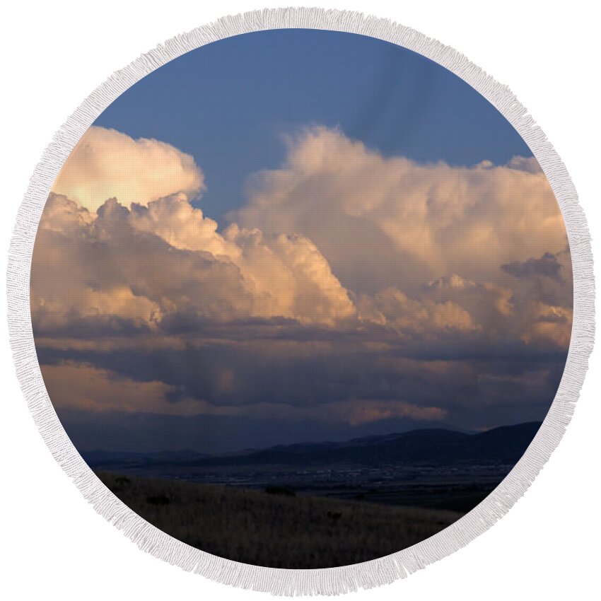 Clouds Round Beach Towel featuring the photograph My Sky View #6 by Kae Cheatham