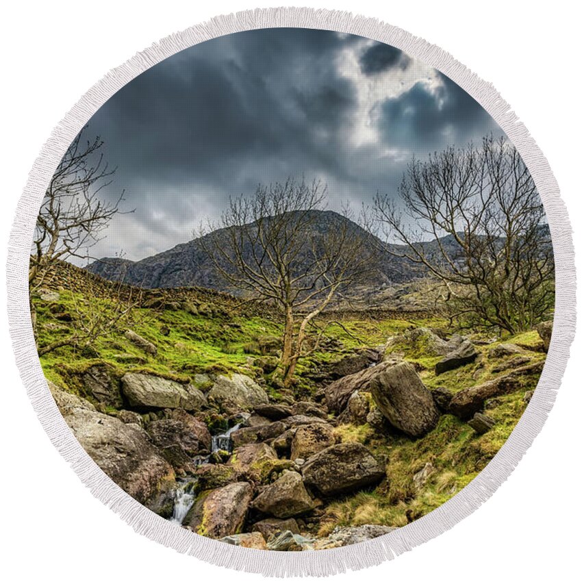 Nant Peris Round Beach Towel featuring the photograph Nant Peris Snowdonia Wales by Adrian Evans