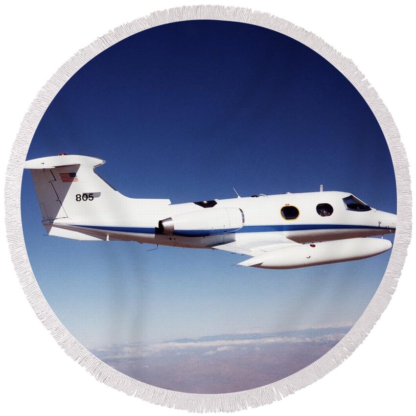 Learjet Aircraft Framed Round Beach Towels