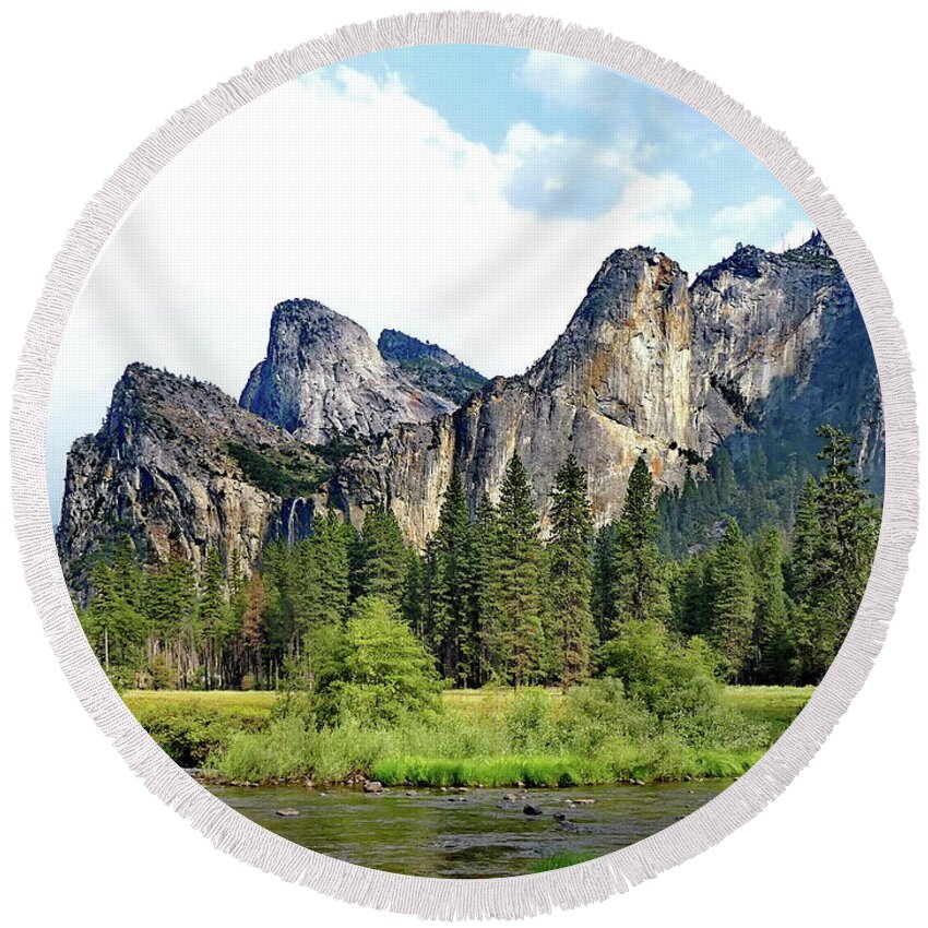 Yosemite National Park Round Beach Towel featuring the photograph Natural Beauty of Yosemite by Lyuba Filatova