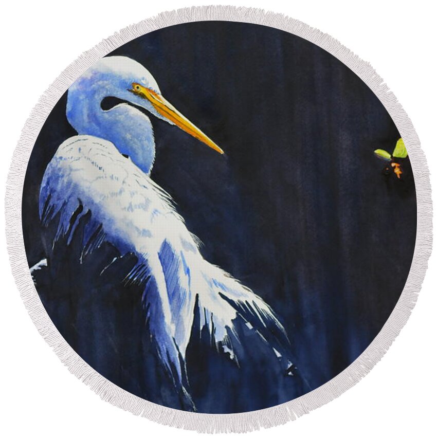Nature Round Beach Towel featuring the painting Nature's Elegance by John W Walker