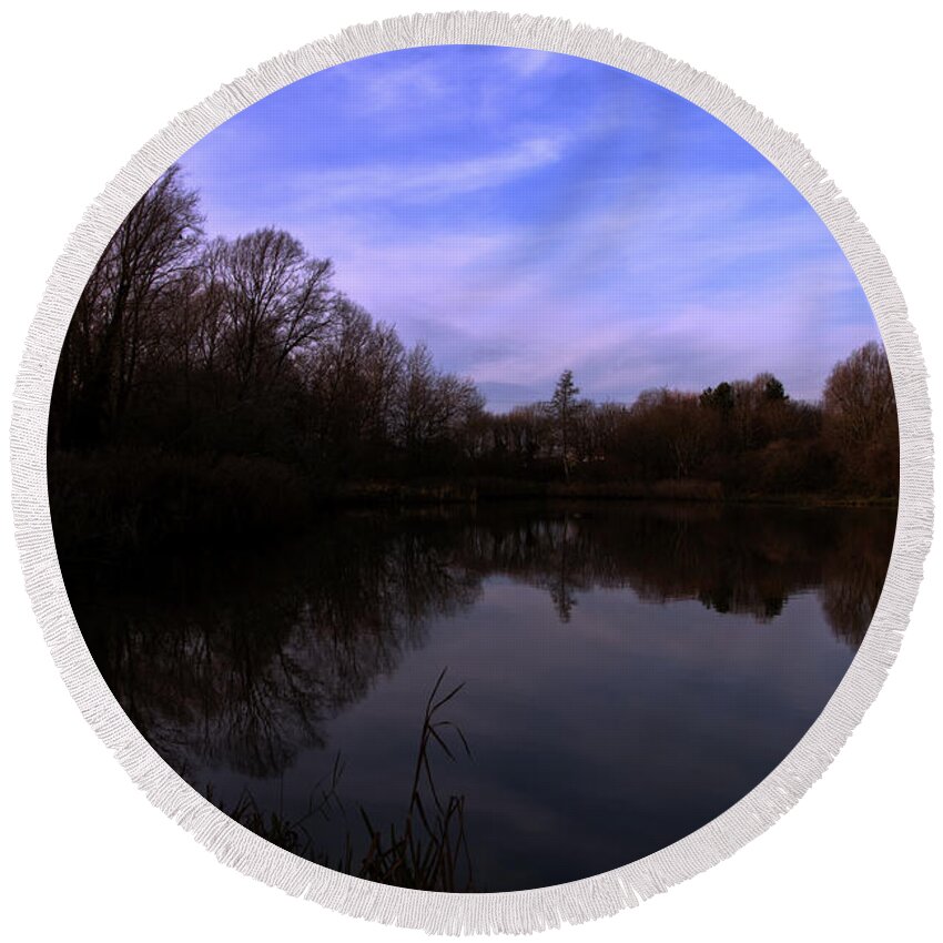 Landscape Round Beach Towel featuring the photograph Natures Reflections 2 by Stephen Melia