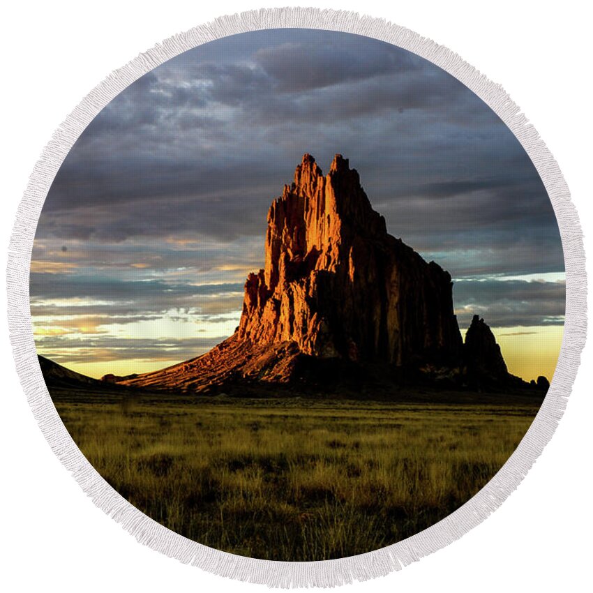 Navajo Round Beach Towel featuring the photograph Navajo Nation - Ship Rock, New Mexico by Earth And Spirit