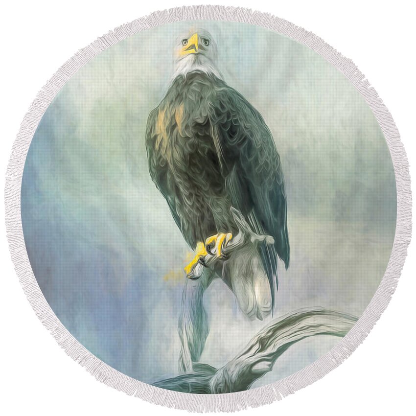 Eagle Round Beach Towel featuring the photograph Neighborhood Watch by Pete Rems