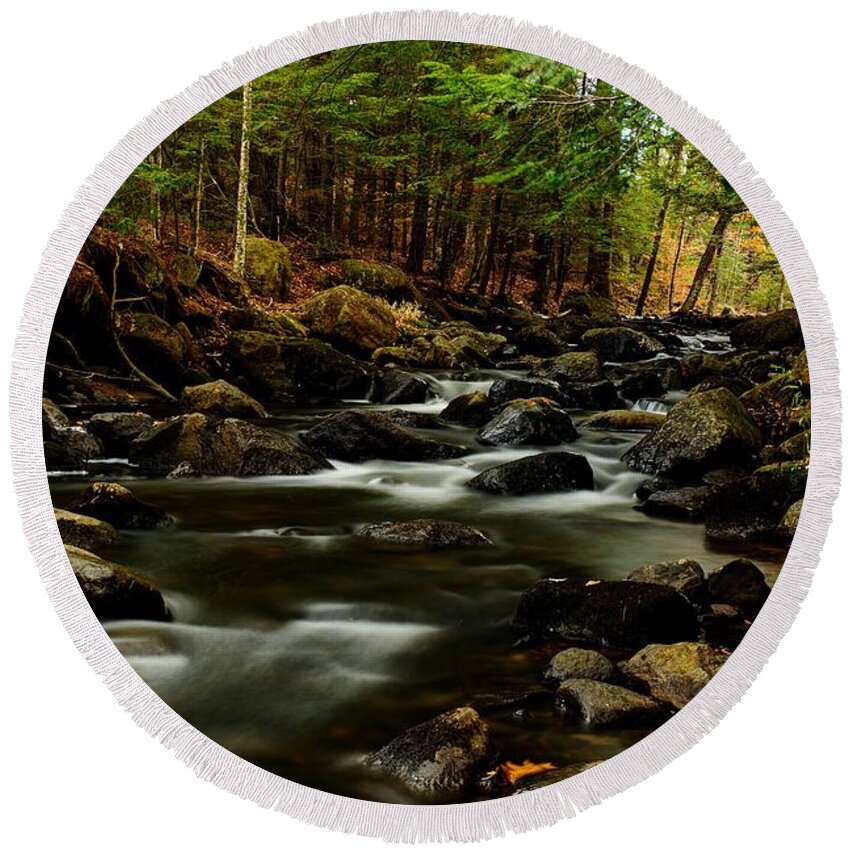 New Hampshire Round Beach Towel featuring the photograph New Hampshire Brook by Steve Brown