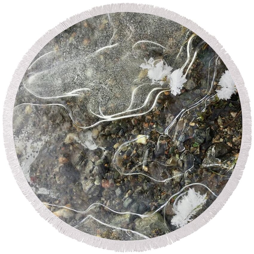 New Ice Round Beach Towel featuring the photograph New ice by Nicola Finch