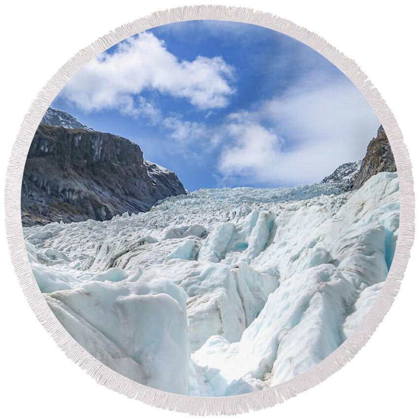 New Zealand Round Beach Towel featuring the photograph New Zealand Glacier by Pla Gallery