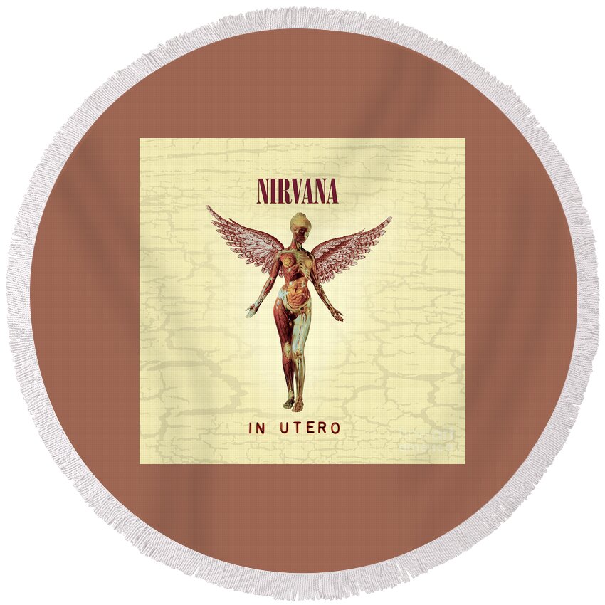 Nirvana Round Beach Towel featuring the photograph Nirvana Utero album cover by Action