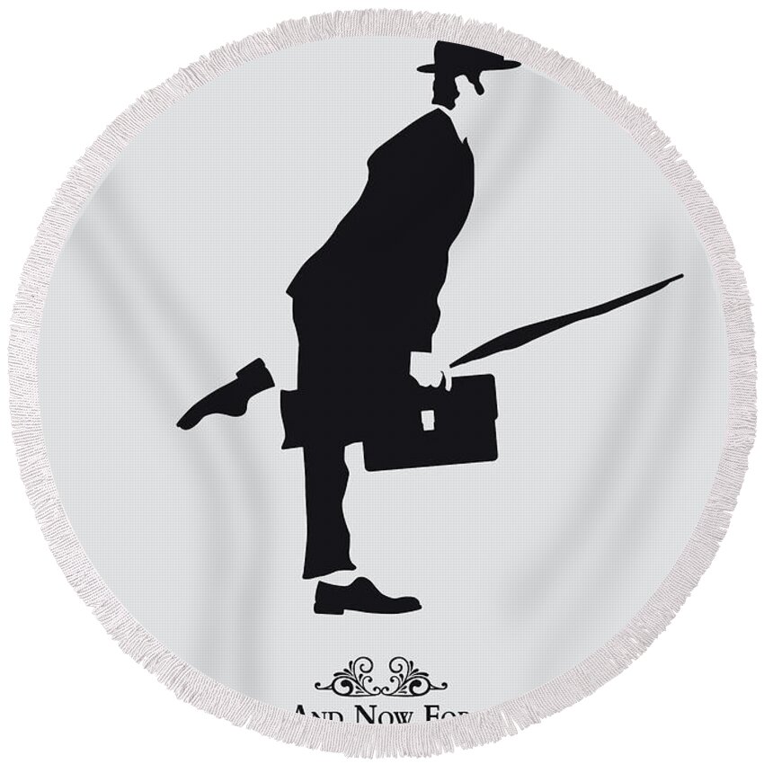 Teabag Round Beach Towel featuring the digital art No02 My Silly walk poster by Chungkong Art