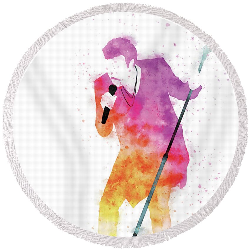 Lionel Round Beach Towel featuring the digital art No130 MY LIONEL RICHIE Watercolor Music poster by Chungkong Art
