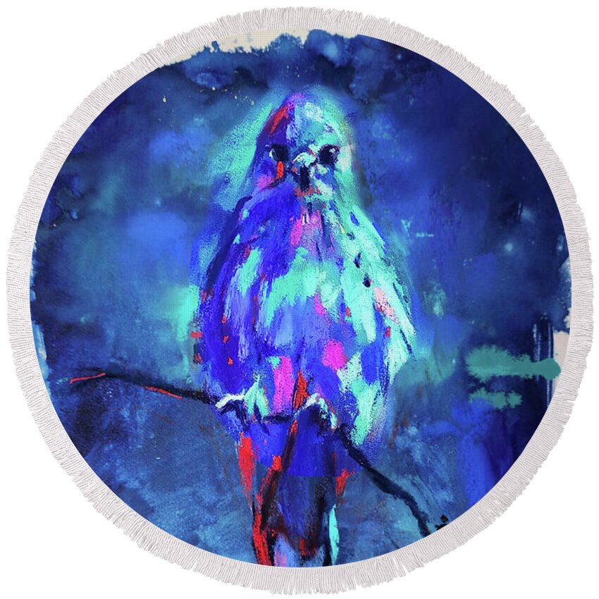  Round Beach Towel featuring the painting Nocturnal Symphony by Luzdy Rivera