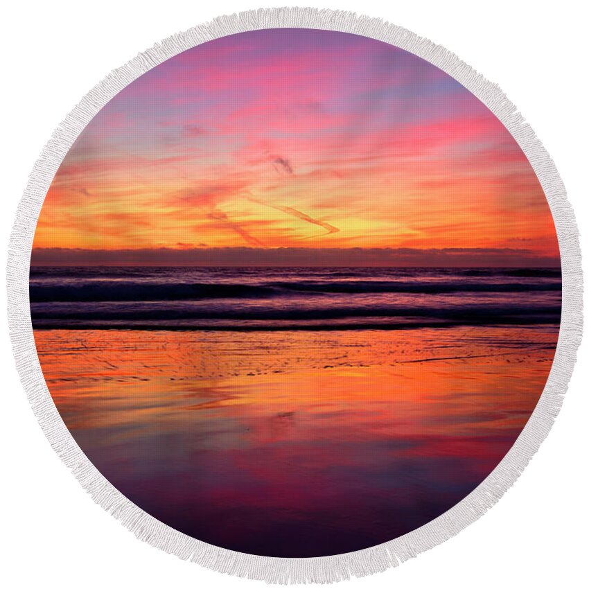 Landscapes Round Beach Towel featuring the photograph Glow by John F Tsumas