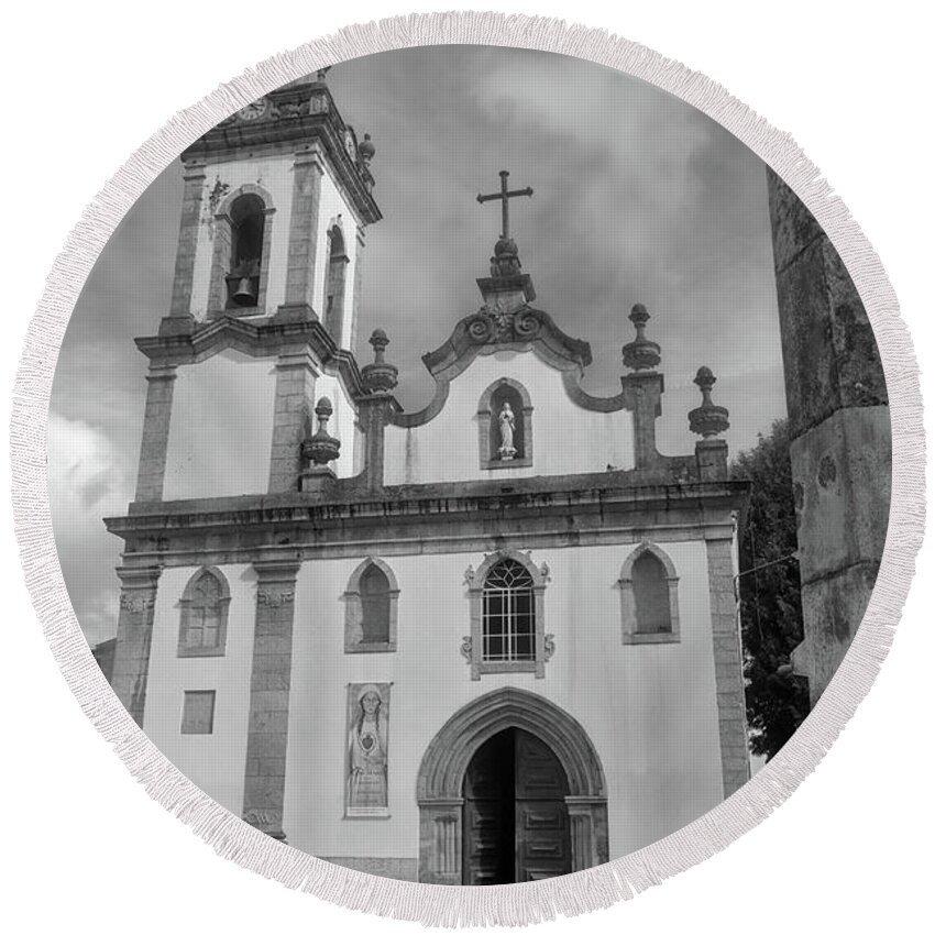 Covilha Round Beach Towel featuring the photograph Nossa Senhora da Conceicao church in Covilha by Angelo DeVal
