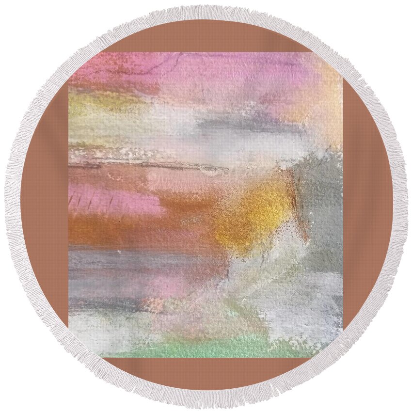 Abstract Round Beach Towel featuring the painting Nothing Can Dim the Light by Patricia Byron