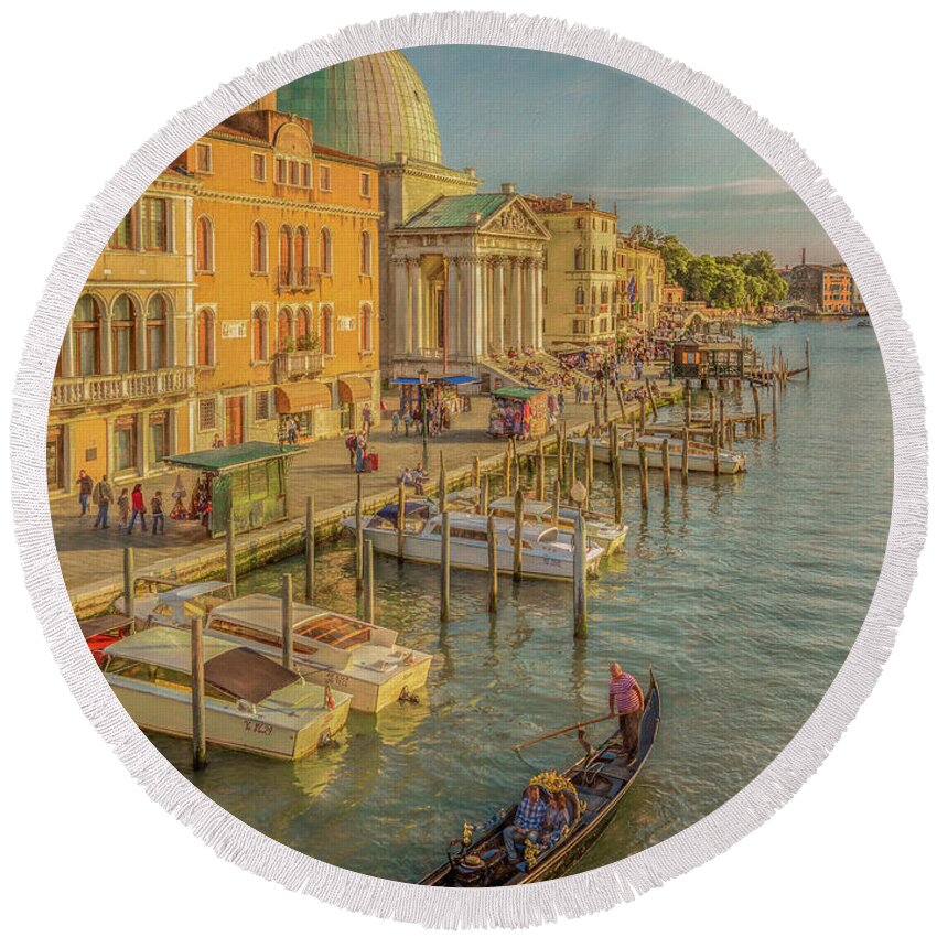 Venice Round Beach Towel featuring the photograph Nothing Like Venice, Vertical by Marcy Wielfaert