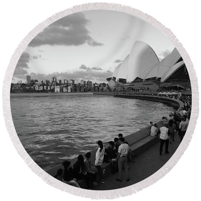 Australia Round Beach Towel featuring the photograph Now a Fond Memory in Black and White by Calvin Boyer