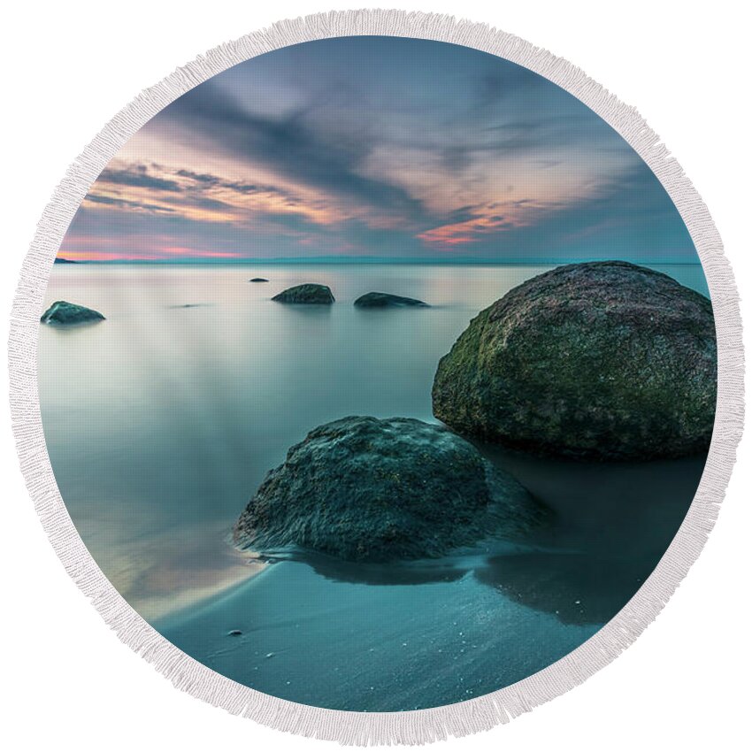 Dusk Round Beach Towel featuring the photograph Observers by Evgeni Dinev