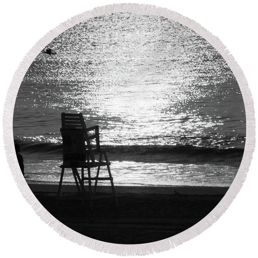 Beach Round Beach Towel featuring the photograph OC Sunset3351 by Carolyn Stagger Cokley