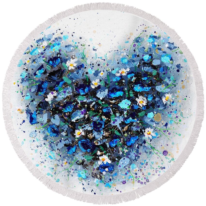 Heart Round Beach Towel featuring the painting Ocean of Love by Amanda Dagg