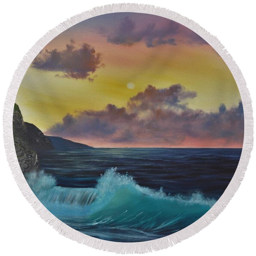 Ocean Sunset a la Bob Ross Painting by Carrie Waterman - Fine Art America