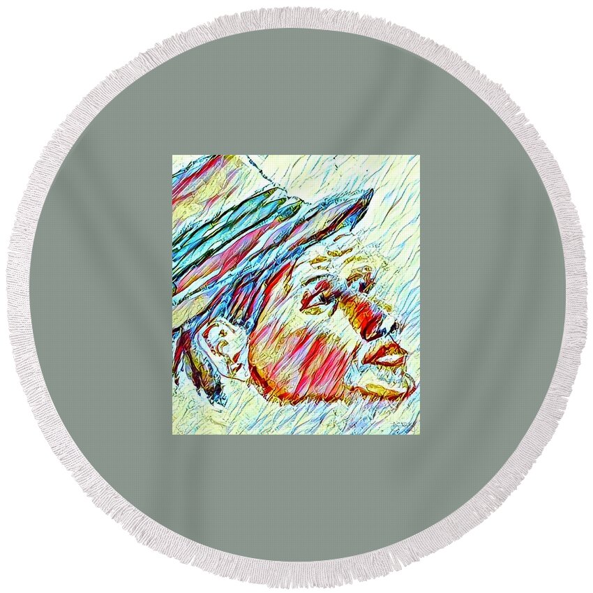 Frank Sinatra Round Beach Towel featuring the painting Ol Blue Eyes by Denise Railey