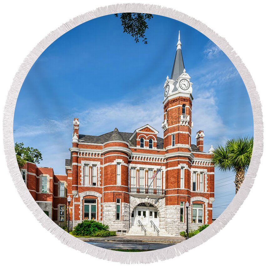 Landscapes Round Beach Towel featuring the photograph Old City Hall by DB Hayes