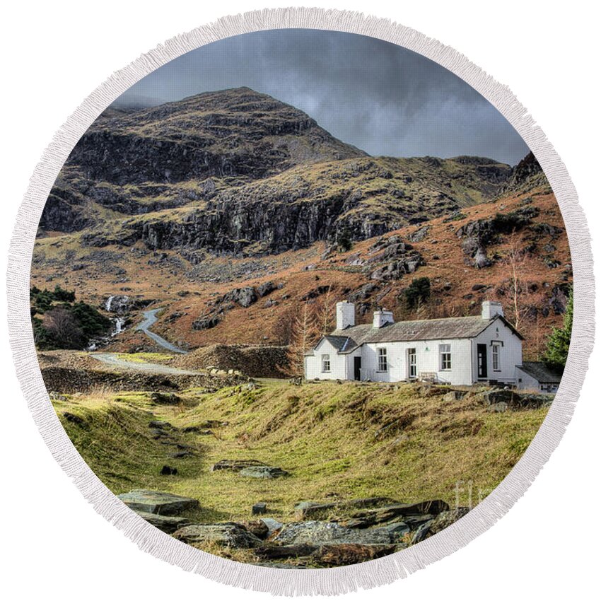 England Round Beach Towel featuring the photograph Old Coniston Coppermines, Lake District by Tom Holmes