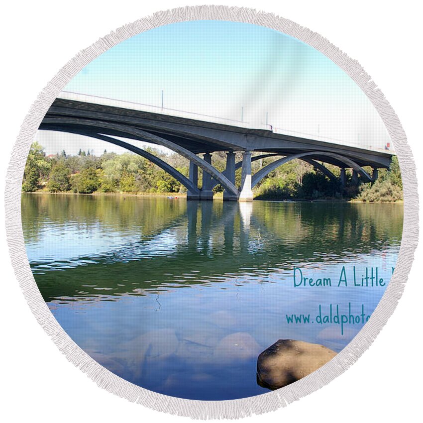  Round Beach Towel featuring the photograph Old Folsom River Bank by Kristy Urain