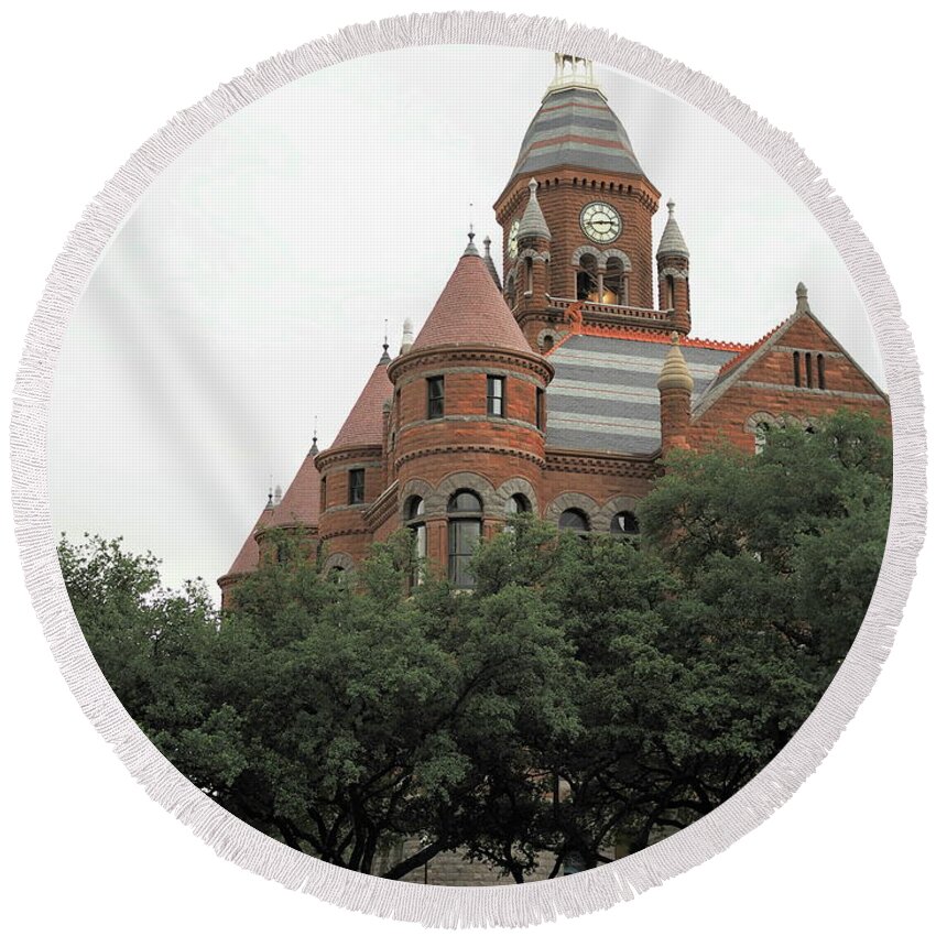 Red Round Beach Towel featuring the photograph Old Red Court House 4 by C Winslow Shafer