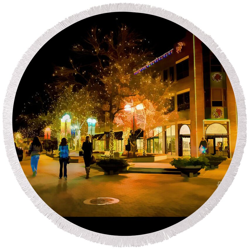 Jon Burch Round Beach Towel featuring the photograph Old Town Christmas by Jon Burch Photography