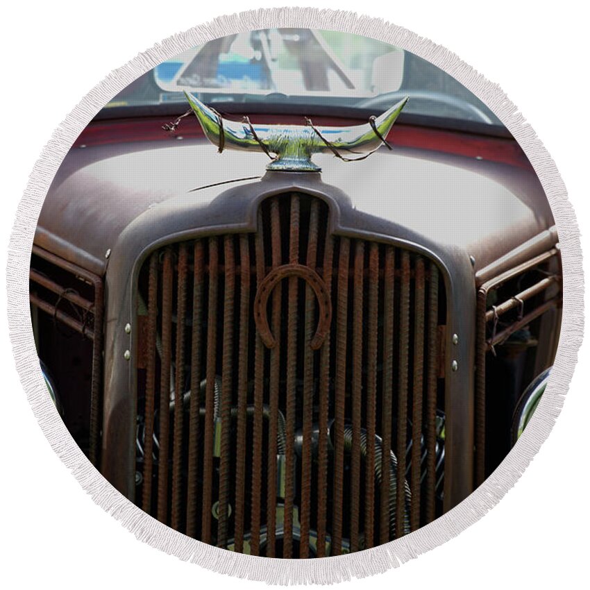Truck Round Beach Towel featuring the photograph Old Truck, Old West Detail by Kae Cheatham