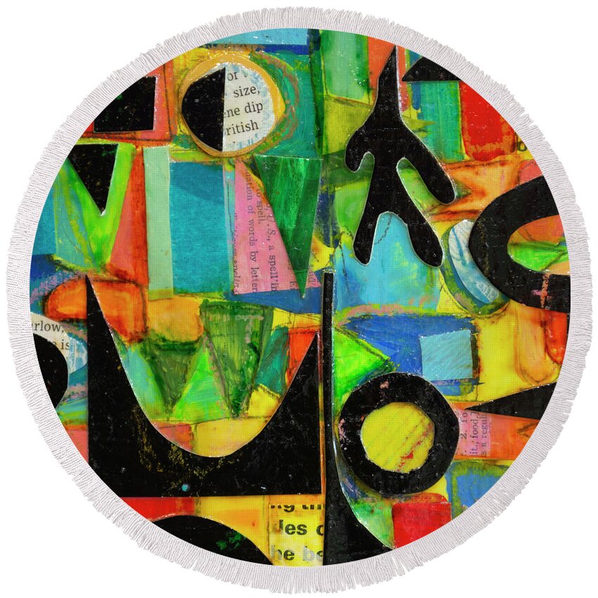 Lake Anne Round Beach Towel featuring the mixed media On Lake Anne by Julia Malakoff