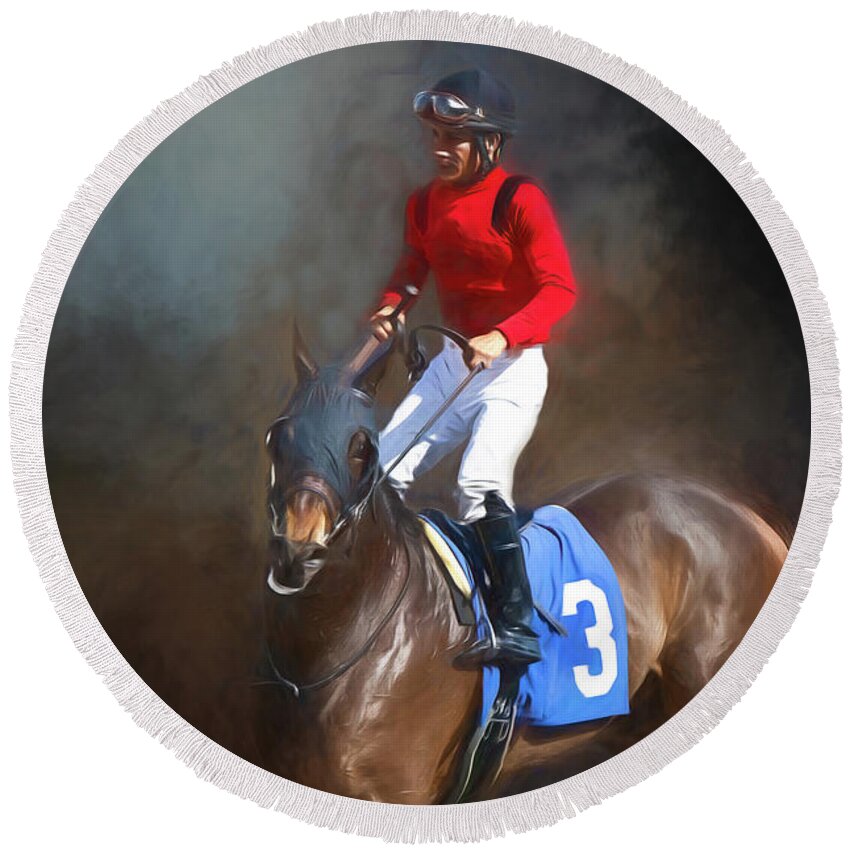 Gulfstream Round Beach Towel featuring the photograph On The Way To Winner's Circle by Ed Taylor