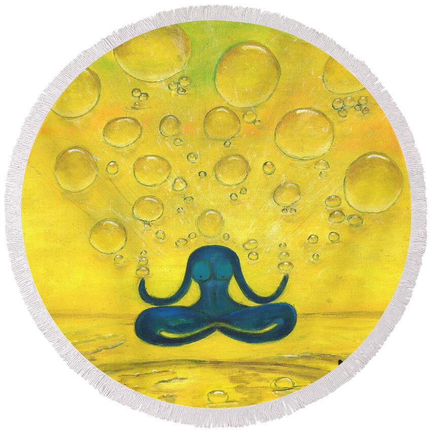 Spirituality Round Beach Towel featuring the painting One Consciousness by Esoteric Gardens KN