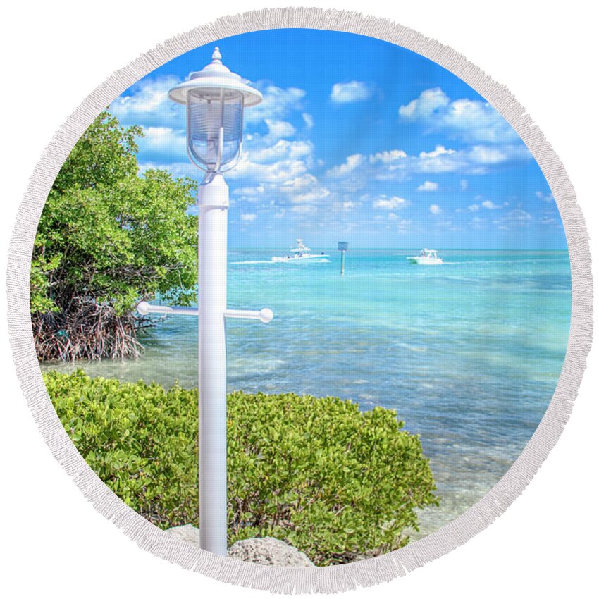 Blue Lagoon Round Beach Towel featuring the photograph One Day in Paradise by Mark Andrew Thomas