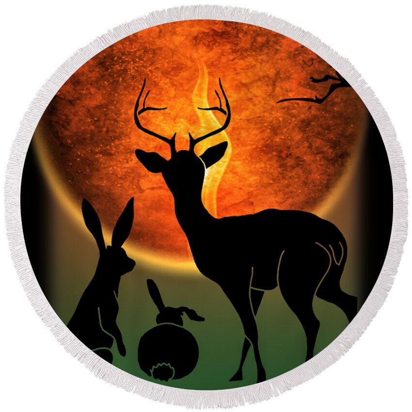 Deer Round Beach Towel featuring the digital art Only YOU Can Save Them by John Haldane