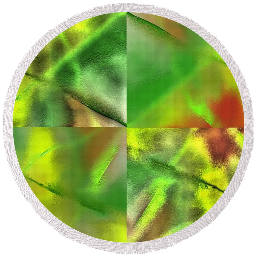 Abstract Round Beach Towel featuring the digital art Opaque Panes In Colors by SC Heffner