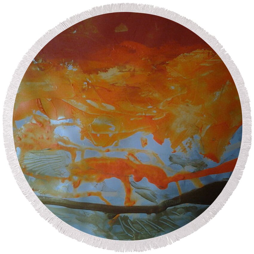  Round Beach Towel featuring the painting opera aperta Caos50 by Giuseppe Monti
