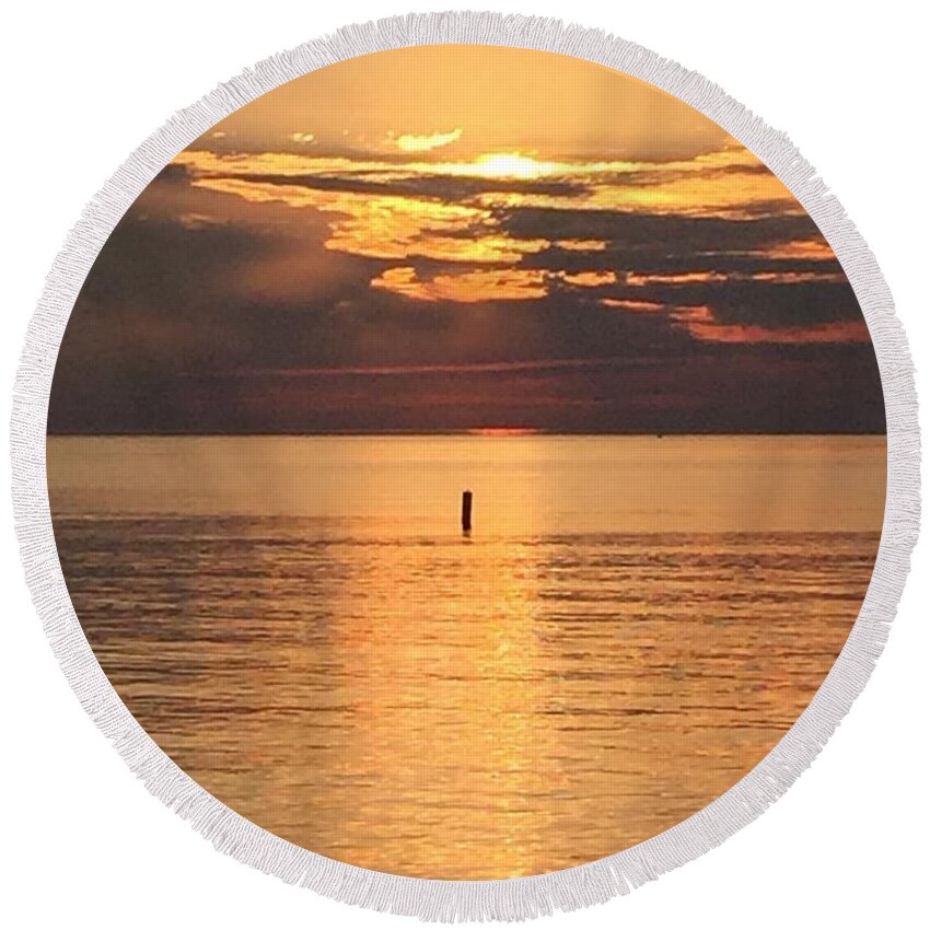 Photography Round Beach Towel featuring the photograph Orange Evening by Lisa White