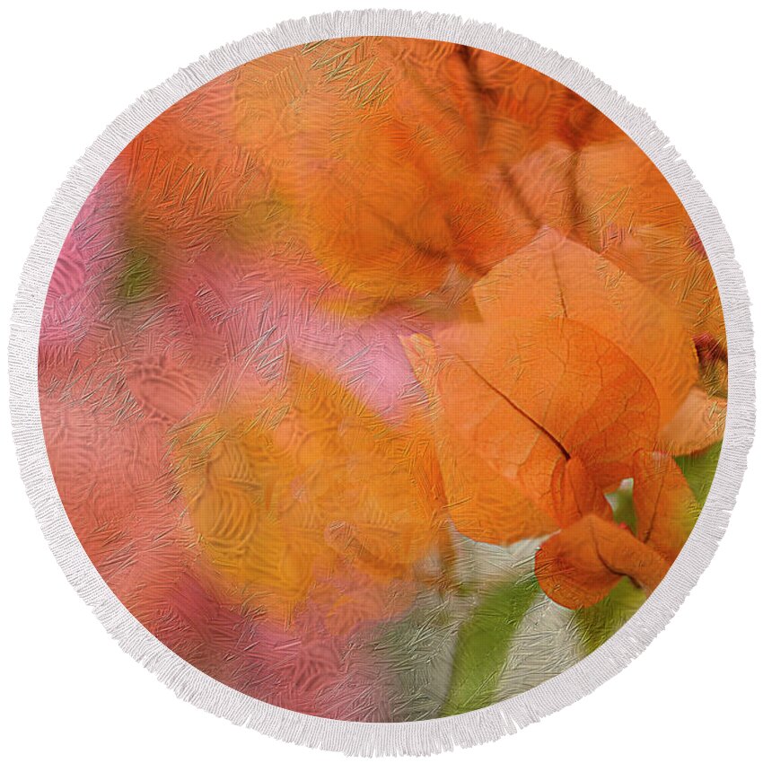 Orange Flowers Round Beach Towel featuring the digital art Orange Flower Burst by Cordia Murphy