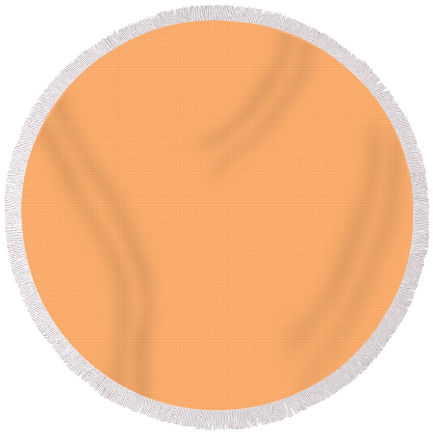 Orange Round Beach Towel featuring the digital art Orange Solid Color match for Love and Peace Design by Delynn Addams