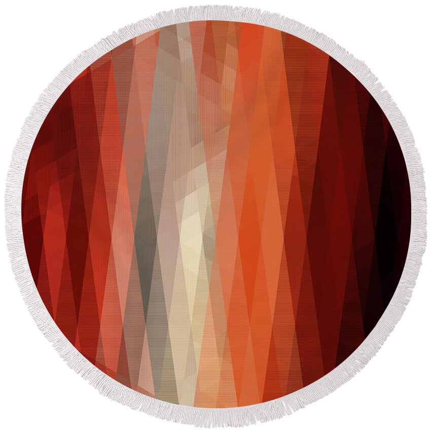 Orange Round Beach Towel featuring the digital art Orange Stripes by Melinda Firestone-White