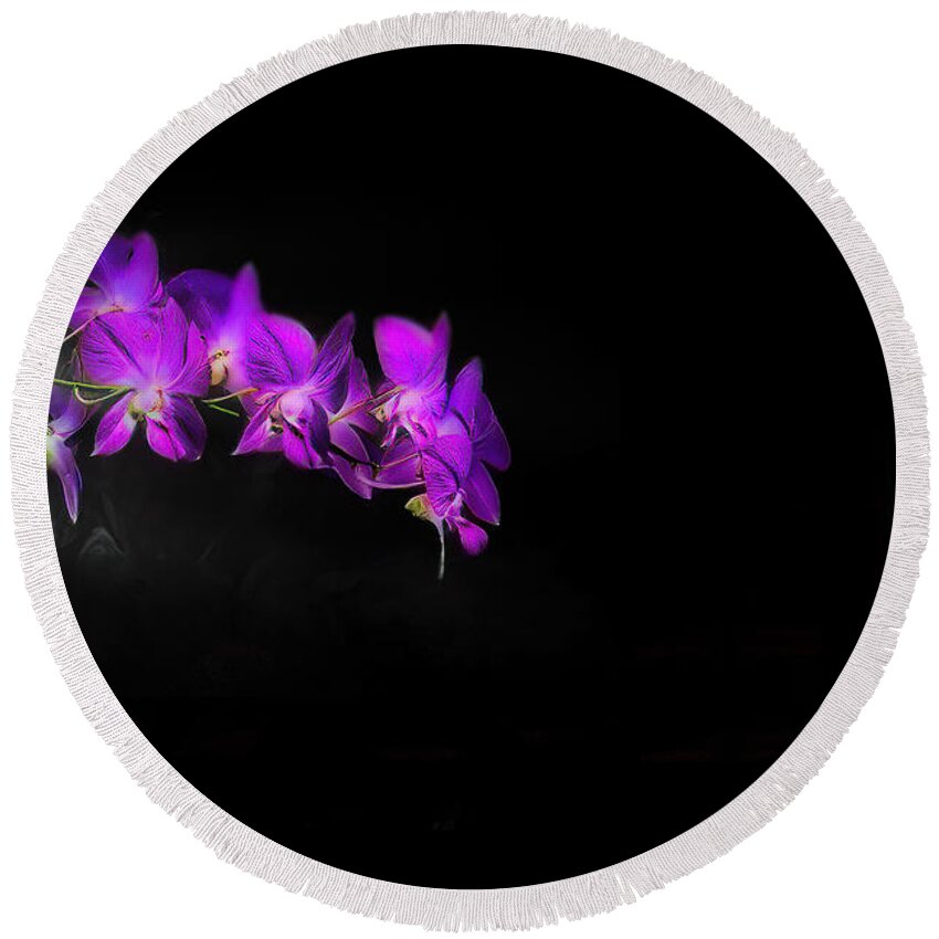 Orchid Round Beach Towel featuring the photograph Orchid Rush by Jim Signorelli