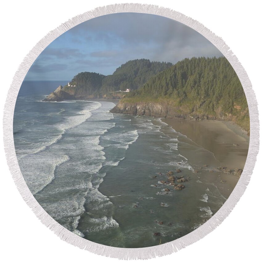 Oregon Round Beach Towel featuring the photograph Oregon Bay by Mary Rogers