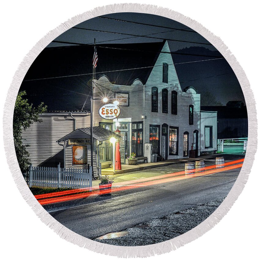 Original Round Beach Towel featuring the photograph Original Mast General Store, Valle Crucis, NC by WAZgriffin Digital
